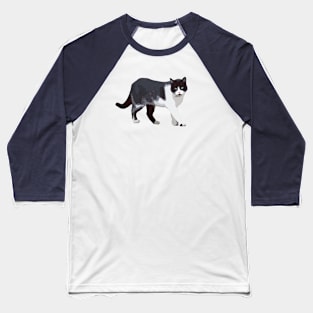 Black and White Cat Tuxedo Baseball T-Shirt